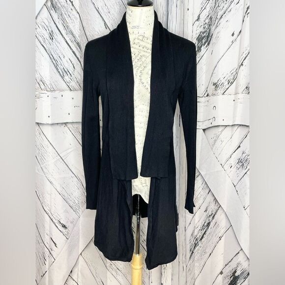 White House Black Market Black Waterfall Open Cardigan S - Picture 1 of 7